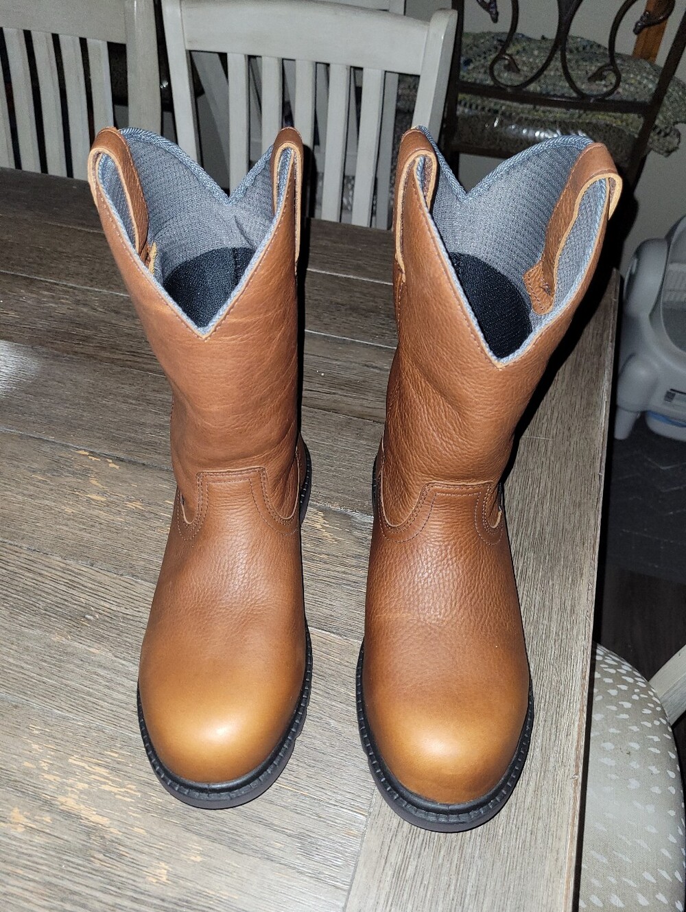 Rocky Men's Tan Brown Leather Pull-On Western Work Boots With Steal Toes  NWOT
